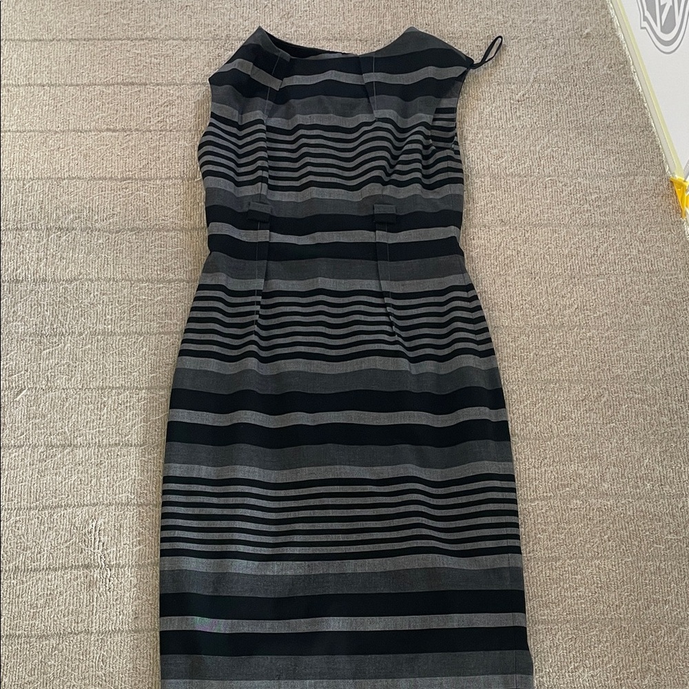 Elegant Black and Gray Striped Dress